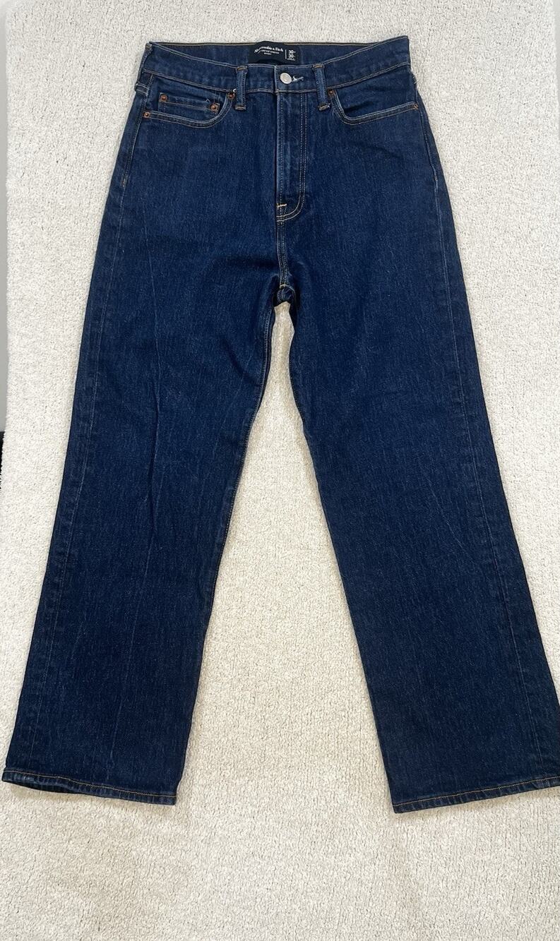 Abercrombie & Fitch Mens Baggy Jeans Size 30 Blue Washed Vintage Denim Pants
